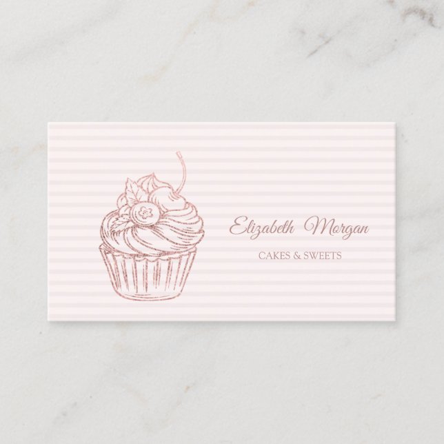 Carte De Visite Gâteau élégant moderne, friandises, rayé (Devant)