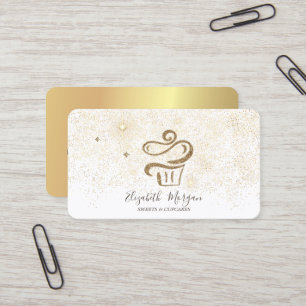 Carte De Visite Gâteau élégant moderne or confettis