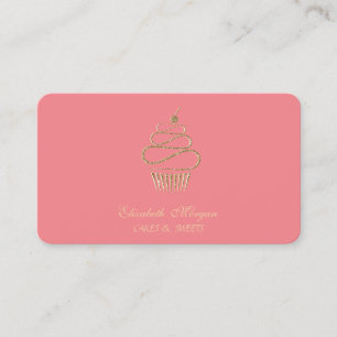 Carte De Visite Gâteau élégant simple au glaçage pailleté, Sucreri