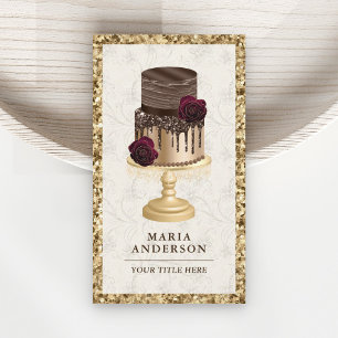 Carte De Visite Gâteau en pâte au chocolat pailleté or chef pâtiss
