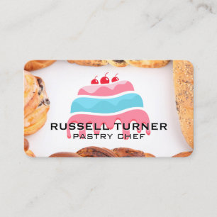 Carte De Visite Gâteau et Cerises   Pâtisserie