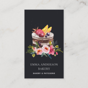CARTE DE VISITE GÂTEAU FLORAL AUX FRUITS NOIRS PATISSERIE CUPCAKE