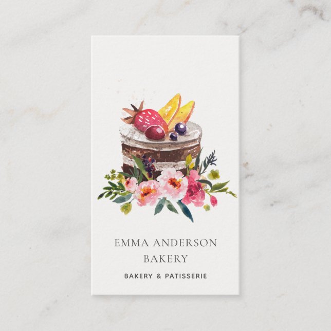 CARTE DE VISITE GÂTEAU FLORAL DE FRUITS TENDANCE PATISSERIE CUPCAK (Devant)