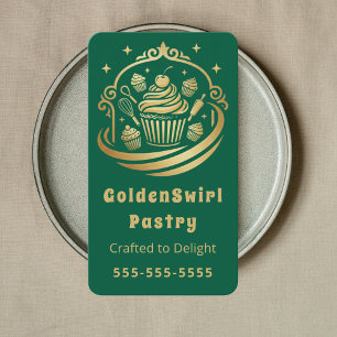 Carte De Visite Gâteau Luxueux Boulangerie Maison Pâtissier Vert