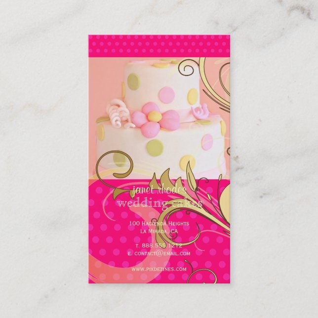 Carte De Visite Gâteau Mariage rose/boulangerie/pâtisserie (Devant)