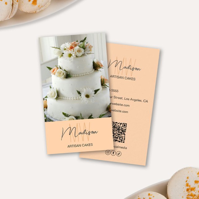 Carte De Visite Gâteau Monogram Logo Bakery (Monogram Logo Bakery Cake Business Card)