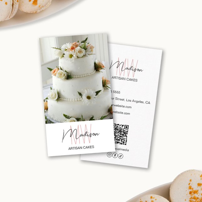 Carte De Visite Gâteau Monogram Logo Bakery (Monogram Logo Bakery Cake Business Card)