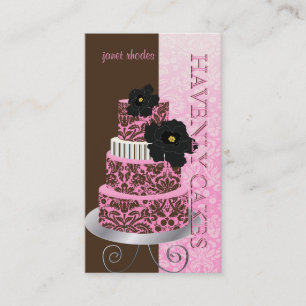 Carte De Visite Gâteau/pâtisserie roses de damassé de chocolat de
