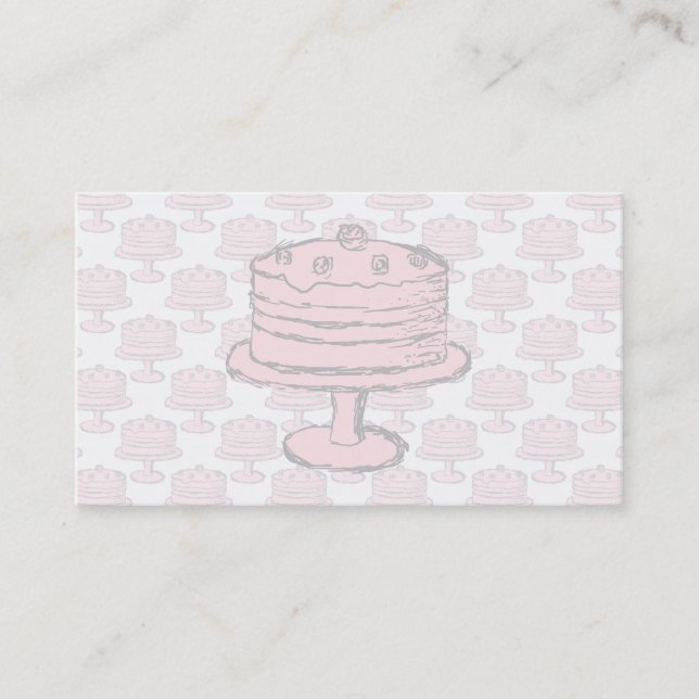 Carte De Visite Gâteau rose sur le modèle rose de gâteau (Devant)
