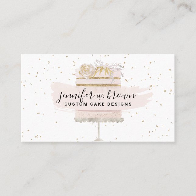 Carte De Visite Gâteau rose unique Sparkle (Devant)