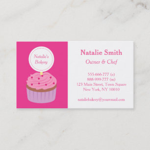 Carte De Visite Gâteau Sucré Glaçage Rose, Chef Boulangerie