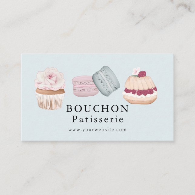 Carte De Visite Gâteau sucré Macaron Cupcake Boulangerie blanche B (Devant)