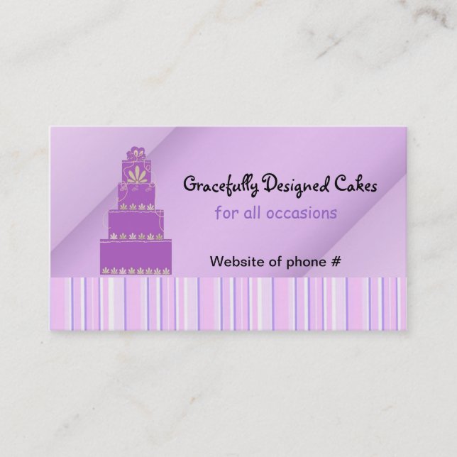 Carte De Visite Gâteau Violet et Rayures (Devant)