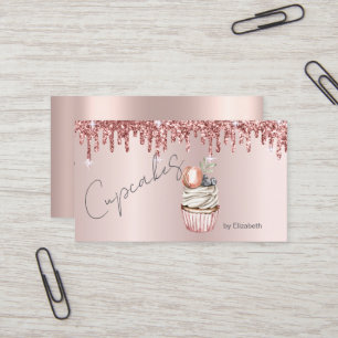 Carte De Visite Gâteaux Chic Macaroon Coulures Rose Gold