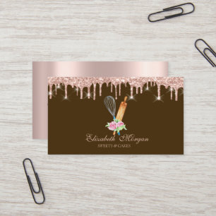 Carte De Visite Gâteaux Cupcake Rose Gold Gouttes Boulangerie Marr