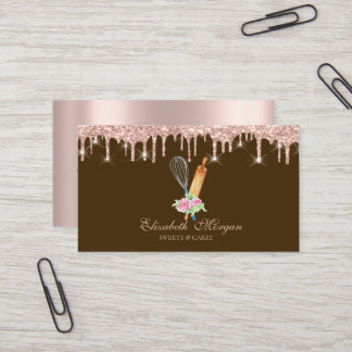 Carte De Visite Gâteaux Cupcake Rose Gold Gouttes Boulangerie Marr