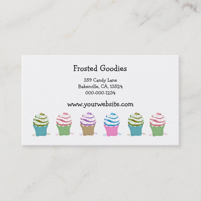 Carte De Visite Gâteaux Cupcakes Tourbillons (Devant)