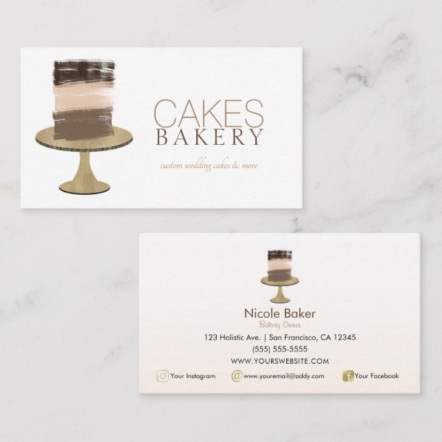 Carte De Visite Gâteaux de boulangerie de mariage rustique moderne (Devant / Derrière)