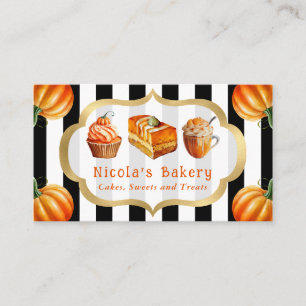 Carte De Visite Gâteaux de citrouille à l'aquarelle et boulangerie