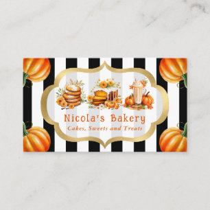 Carte De Visite Gâteaux de citrouille à l'aquarelle et boulangerie