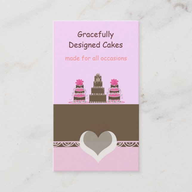 Carte De Visite Gâteaux de designer rose et chocolat (Devant)
