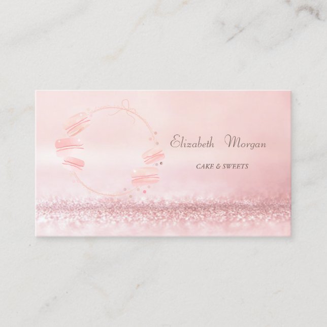 Carte De Visite Gâteaux Élégants Modernes Bokeh Macarons Sucrés (Devant)