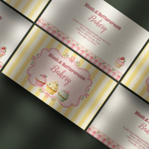 Carte De Visite Gâteaux pastel rose Coquette Bakery