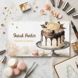 Carte De Visite Gâteaux sur mesure Boulangerie pâtisserie aquarell