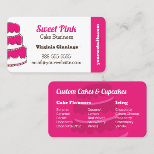 Carte De Visite Gâteaux Sur Mesure Boulangerie Rose Menu Saveurs