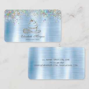 Carte De Visite Gaufrette de cupcake en paillettes dorées métallis