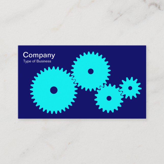Carte De Visite Gears - Cyan sur Dp Navy (Devant)