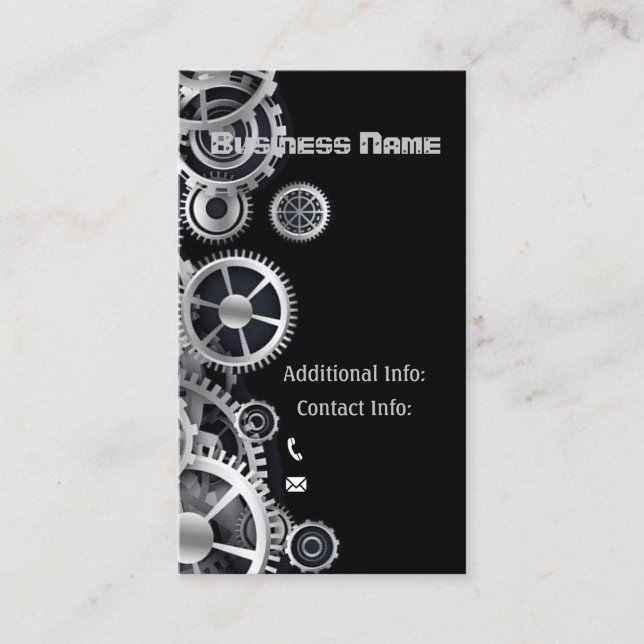 Carte De Visite Gears en argent Steampunk 6 (Devant)