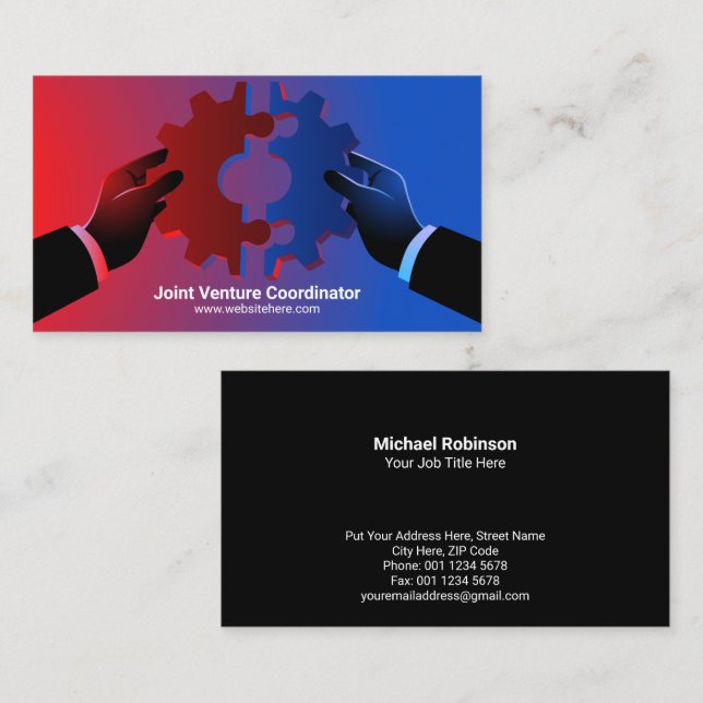 Carte De Visite Gears | Mergers Acquisitions Collaboration concept (Devant / Derrière)