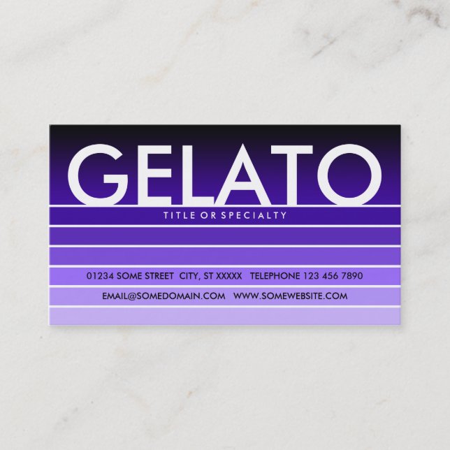Carte De Visite GELATO échantillon violet (Devant)