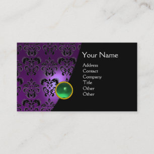 Carte De Visite GEM DAMASK MONOGRAM améthyste violet vert