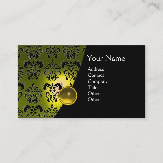 Carte De Visite GEM DAMASK MONOGRAM topaz jaune (Devant)