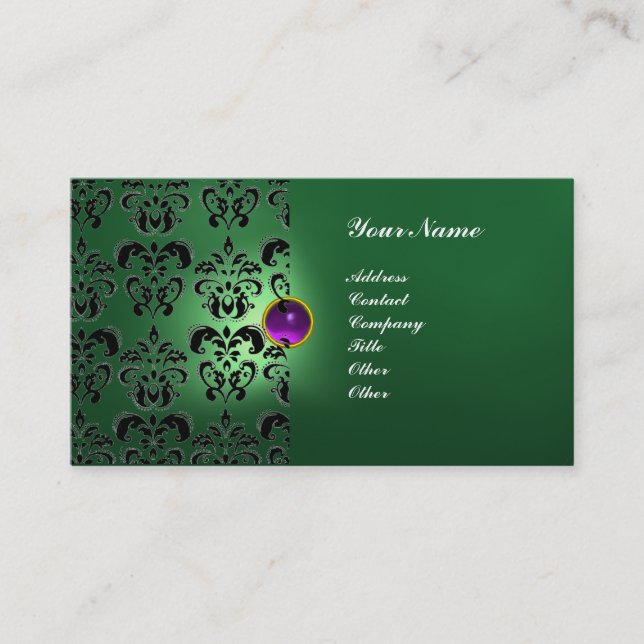 CARTE DE VISITE GEMME DAMASK CLASSIQUE  MONOGRAMME (Devant)