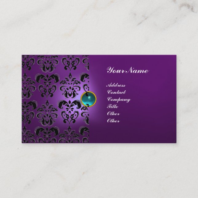 CARTE DE VISITE GEMME DAMASK CLASSIQUE  MONOGRAMME (Devant)
