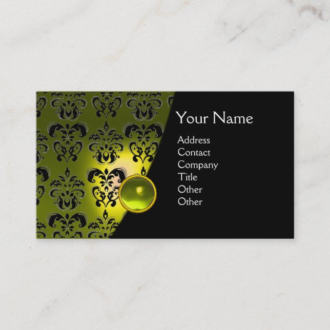 Carte De Visite GEMME DAMASSÉE MONOGRAMME topaze jaune (Devant)
