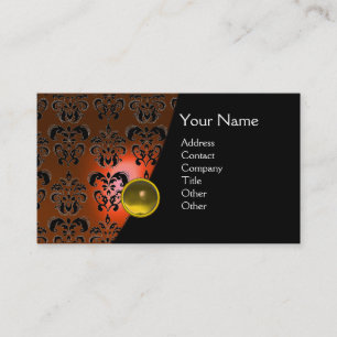 Carte De Visite GEMME DAMASSÉE MONOGRAMME topaze orange