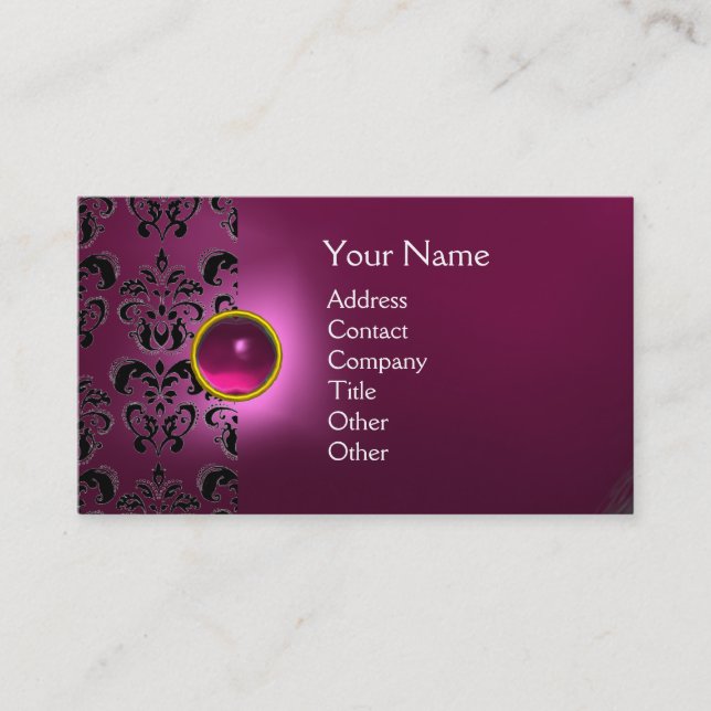 Carte De Visite GEMME DE DAMAS CHIC  monogramme rose (Devant)