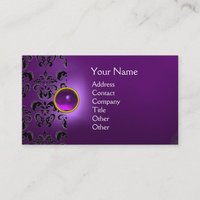 Carte De Visite GEMME DE DAMAS CHIC  MONOGRAMME violet (Devant)