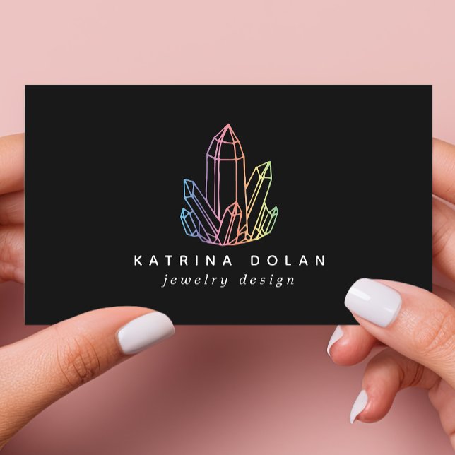 Carte De Visite Gemstone Rainbow Quartz Crystal Jewelry Logo (Créateur téléchargé)