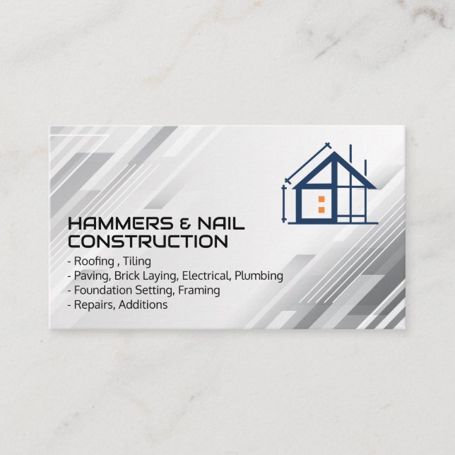 Carte De Visite General Contractor | Home Construction | Builder (Devant)