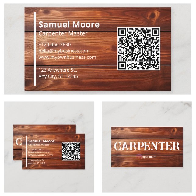 Carte De Visite Générateur de code QR pour modèles de charpentier (Carpenter Templates QR Code Generator Business Card
)