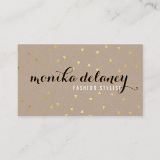 Carte De Visite GEO CONFETTI GOLD chic cool kraft noir tendance