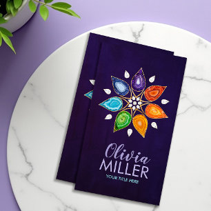 Carte De Visite Geode Chakras Mandala - Lotus Petals