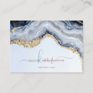 Carte De Visite Géode d'agate bleue chic Pépites d'or