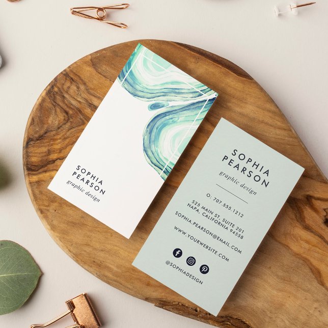 Carte De Visite Géode Seaglass | Médias sociaux verticaux (Créateur téléchargé)