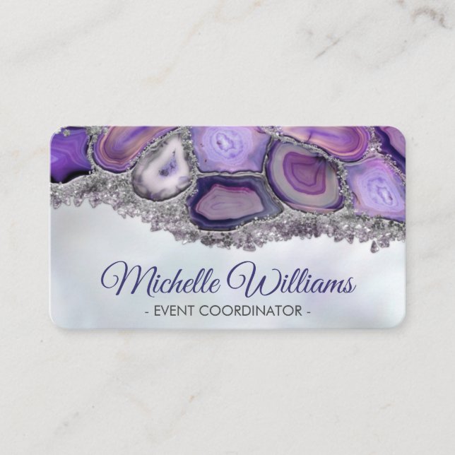 Carte De Visite Géodes cristaux - Violet et Violet  (Devant)